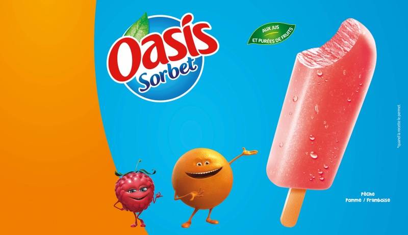 Bâtonnet sorbets pêche pomme framboise Oasis® 50mlx20