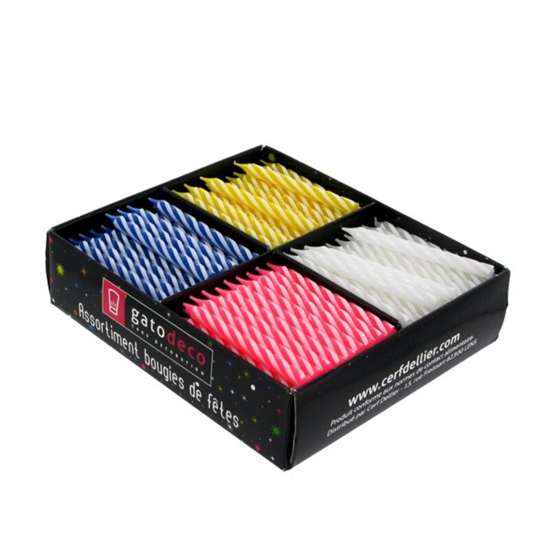 250 bougies torsadées fines assorties