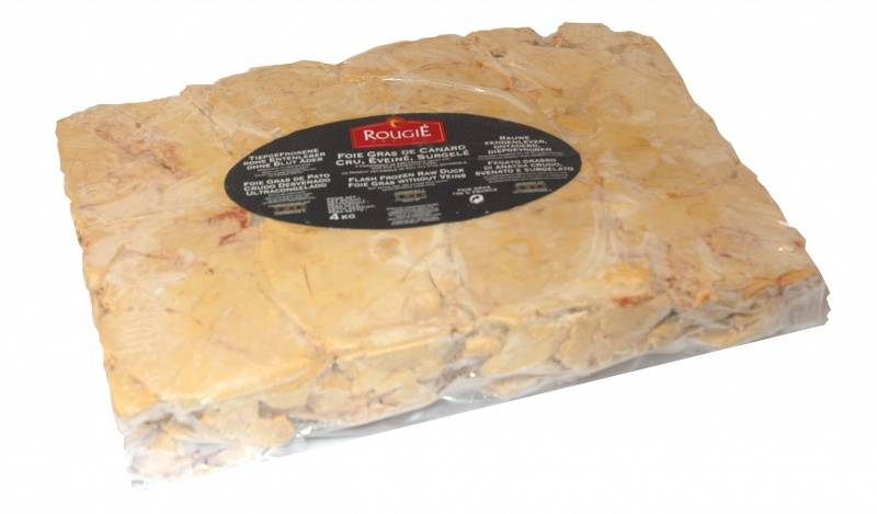 Lobes de foie gras éveiné en plaque Rougié surgelé - 4kg
