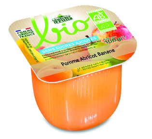 Purée pomme abricot banane bio sans sucre ajoutés le berger des fruits - 100g