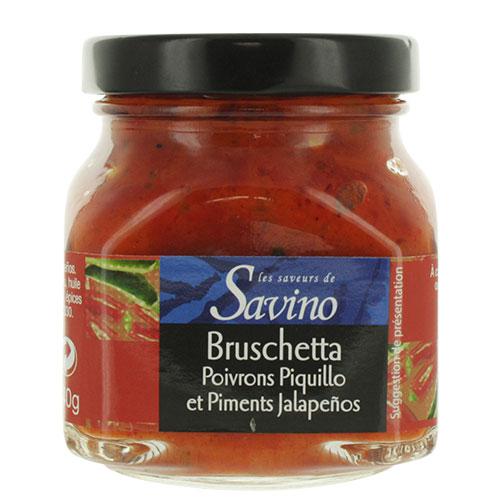Bruschetta de poivrons piquillo et piments jalapenos Savino - 140g