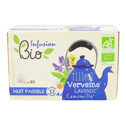 Infusion tilleul, verveine, camomille Nuit Paisible bio 20 sachets