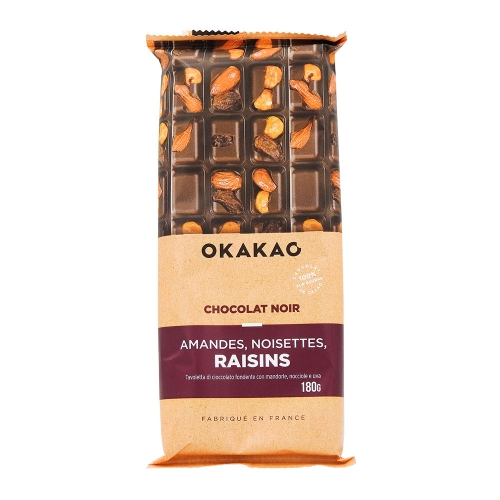 Chocolat noir amandes noisettes raisins - 180g