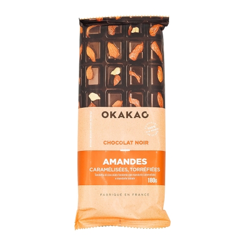 Chocolat noir amandes caramélisées torréfiées 180g