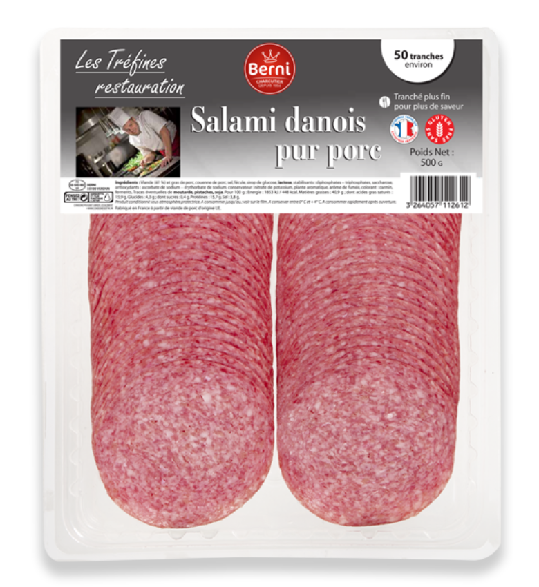 Salami danois tranché pur porc x50 - 500g