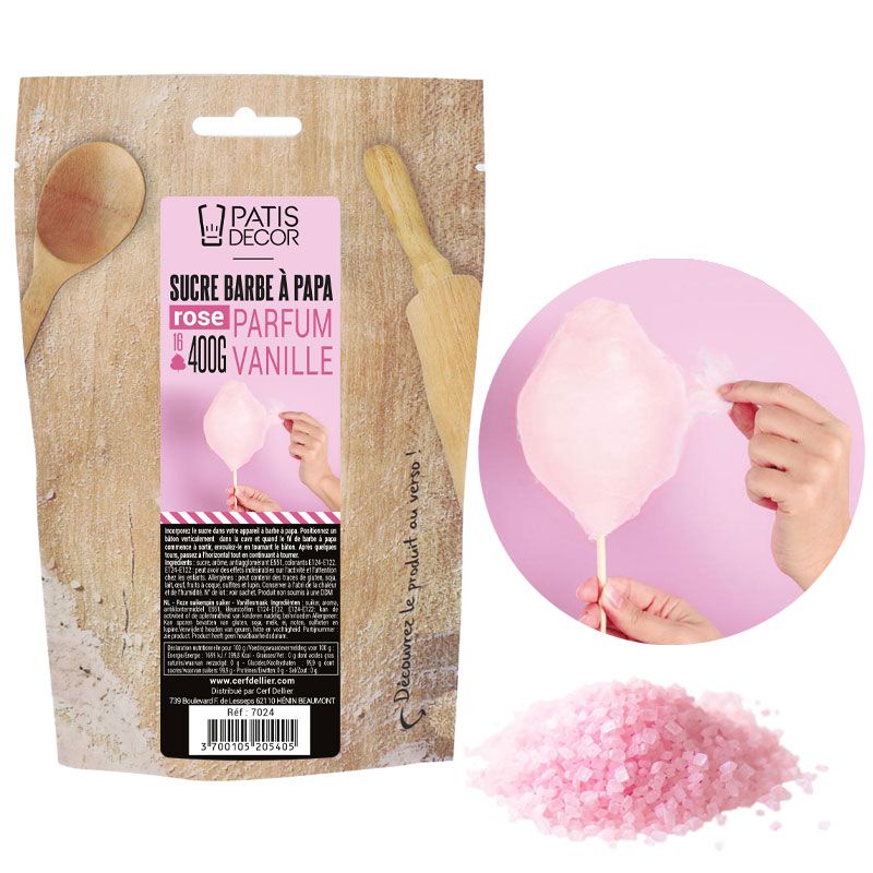 Sucre barbe à papa Vanille Patisdécor 400g