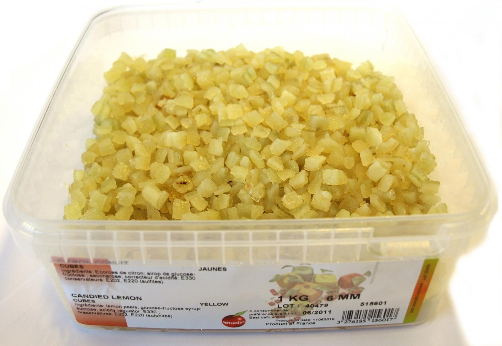 Cubes écorces citron confits 6mm - 1kg