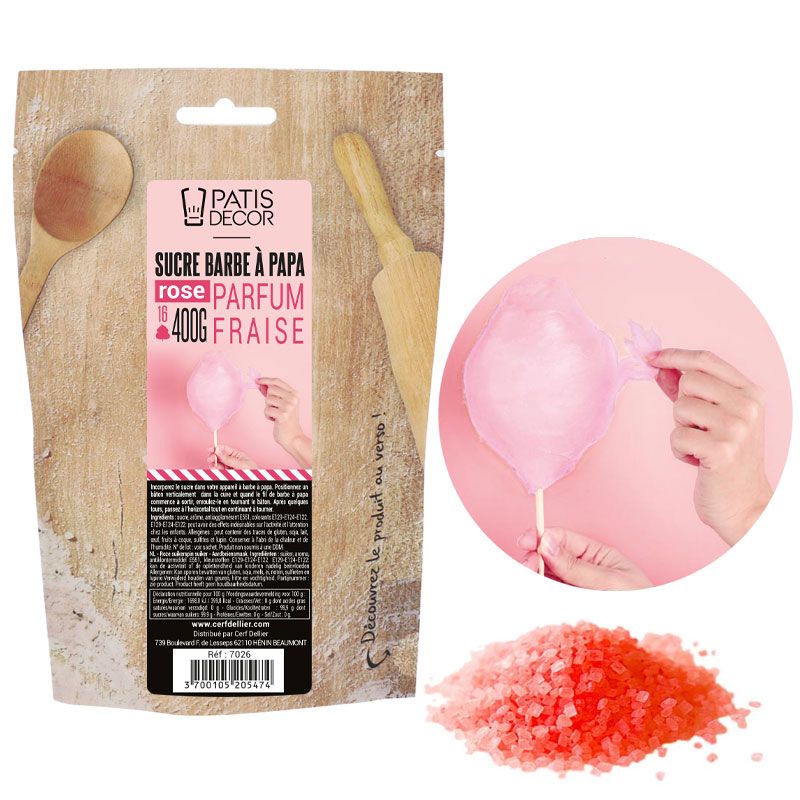 Sucre barbe à papa fraise Patisdécor - 400g