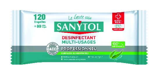Lingettes désinfectantes multi-usages HACCP Sanytolx120