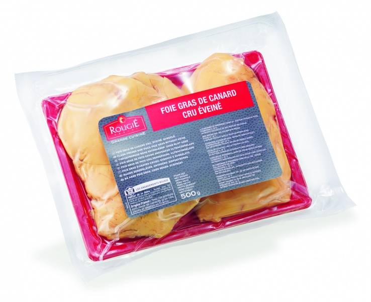 Lobe de foie gras déveiné en plaque Rougié surgelé - 500g