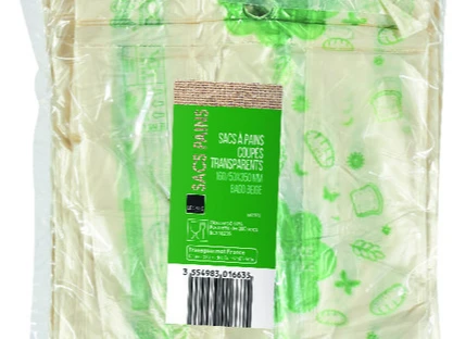 Sac à pain coupé transparent Biosourcé, vert N3 160/50x350mm x200