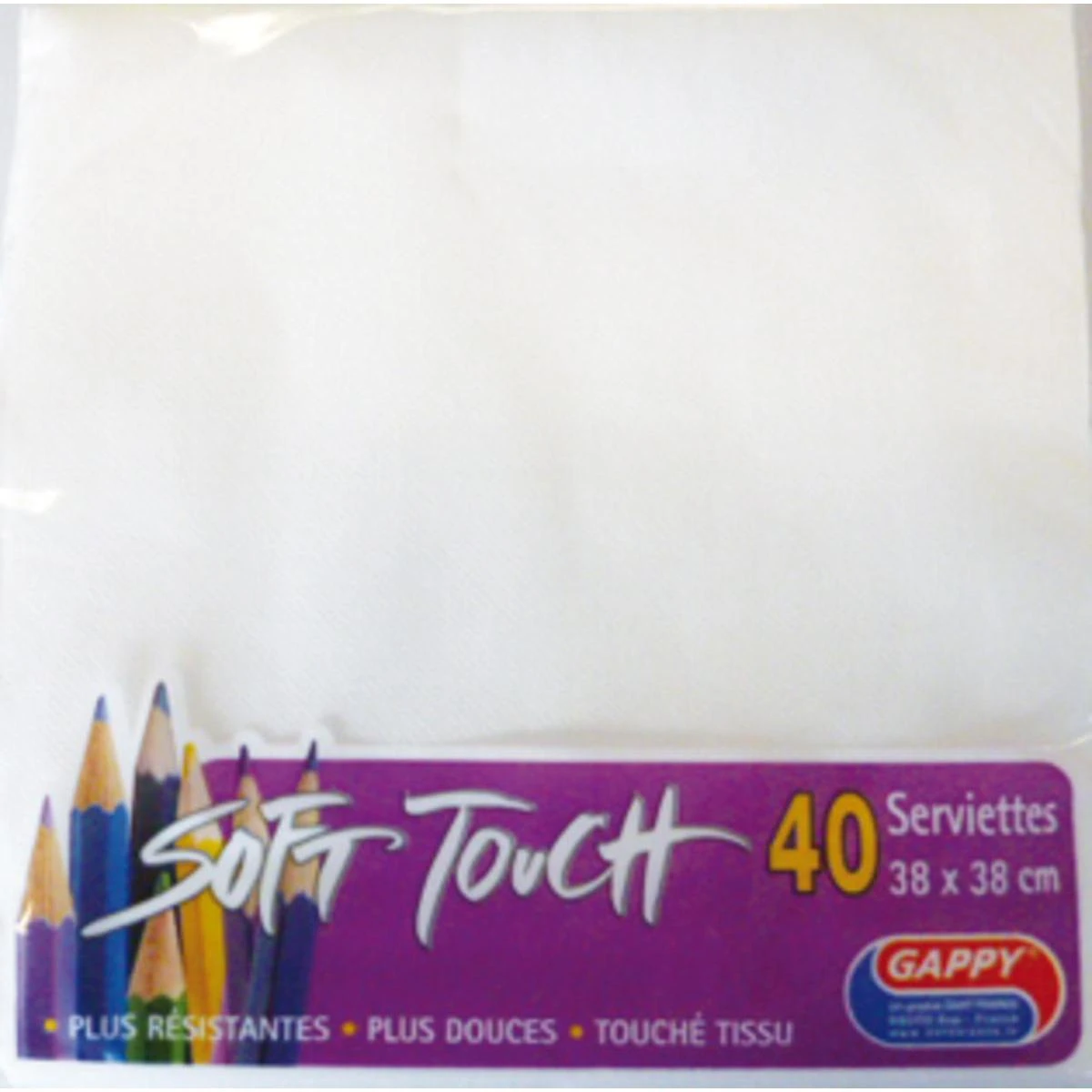 Serviette papier blanc 38*38 Gappy x40
