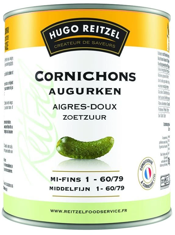 Cornichons entiers mi-fins 60/79  Hugo Reitzel  4/4 - 450g