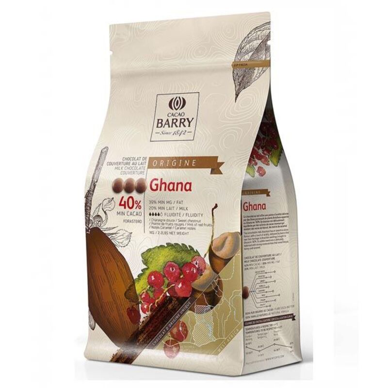 Chocolat de Couverture au Lait origine Ghana 40,5% 1 Kg