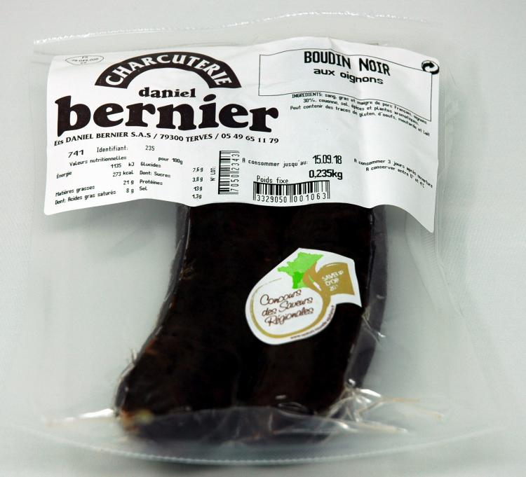 Boudin noir aux oignons artisanal x2 origine France Bernier - 235g