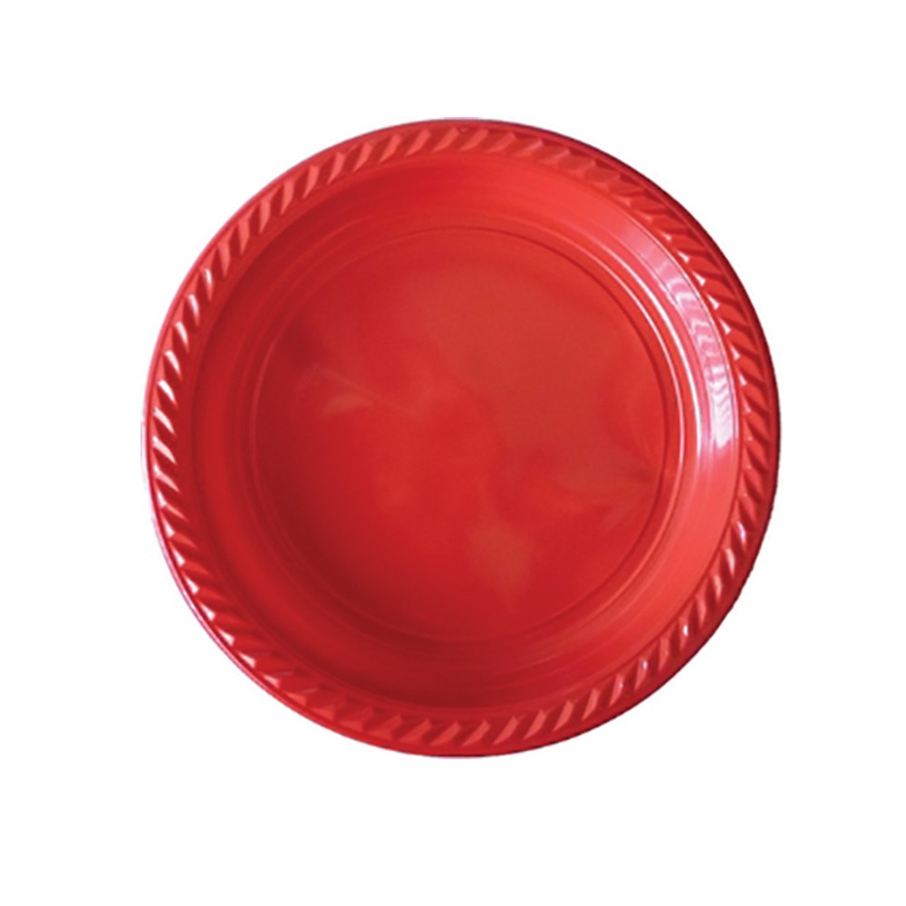 Assiettes plastique rondes rouge 22cm x20