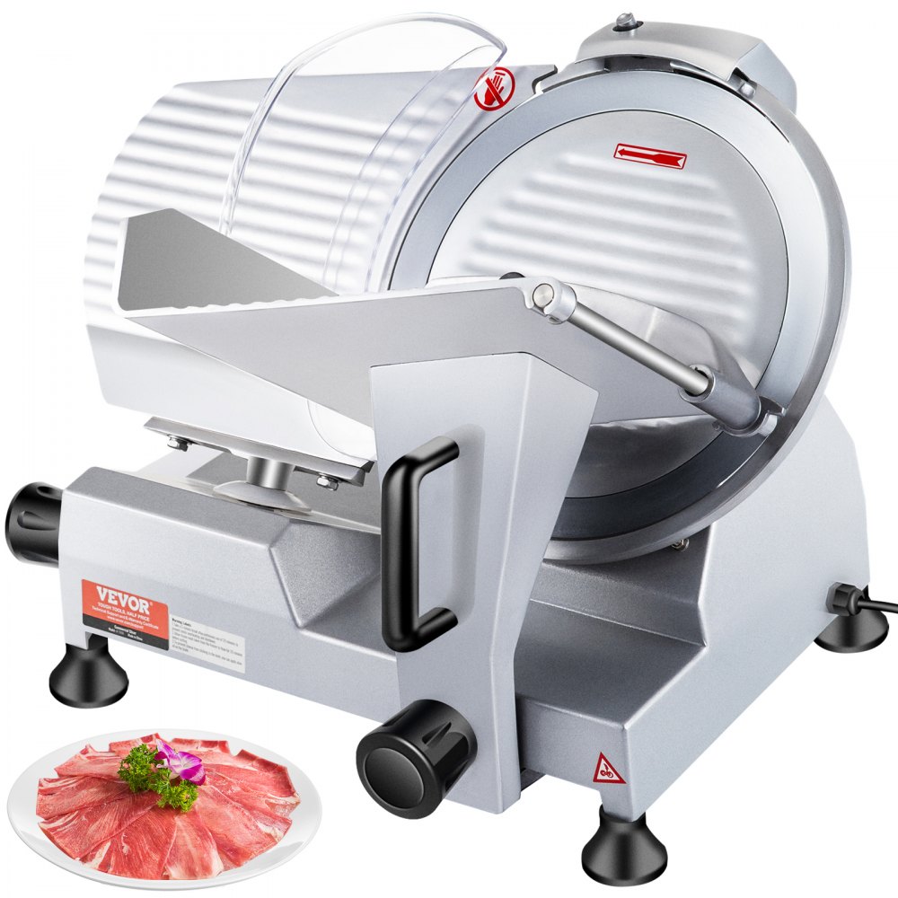 Trancheuse Électrique Commerciale 320 W Trancheuse à Jambon Lame 300 mm 350-400 tr/min Trancheuse Charcuterie en Acier Inoxydable et Alu pour Couper en Tranches Viande Fromage Légumes Fruits