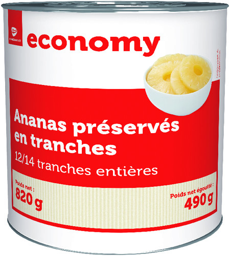 Ananas en tranches entières préservés  -820g