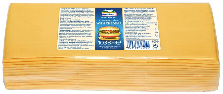 Cheddar fondu en tranches 26%MG Hochland  1.033kg