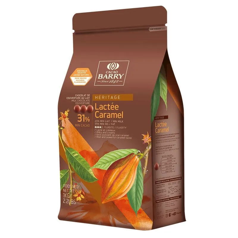 Chocolat lactée caramel en pistoles  CACAO BARRY  1 kg