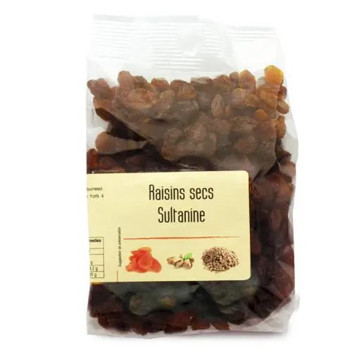 Raisins secs Sultanine en sachet 250g