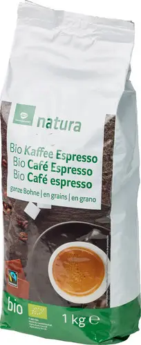 Café en grains expresso fairtrade bio 70% robusta et 30% arabica